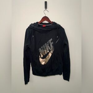 Nike cowl neck with mock sparkle swoosh black hoodie